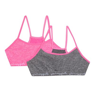 Pineapple Pack of two girls' pink sports crop tops